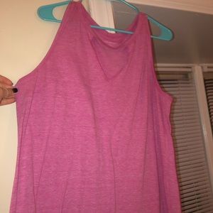 Pink tank top with v-neck cut out!